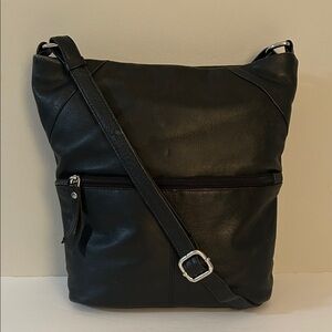 Pielino Black Leather Crossbody Bag